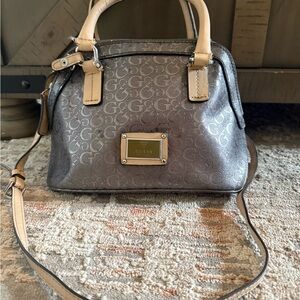 Y2K GUESS Metallic Gray Tan Crossbody Purse